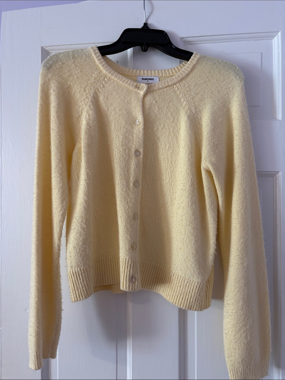 Rumored Pale Yellow Button-Up Sweater Cardigan